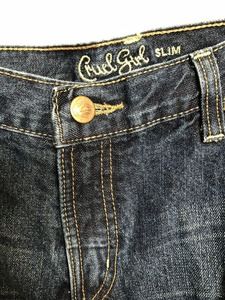 Cruel Girl Dark Blue Denim Cotton Slim Fit Straight Leg Jeans Women Size 15 Long